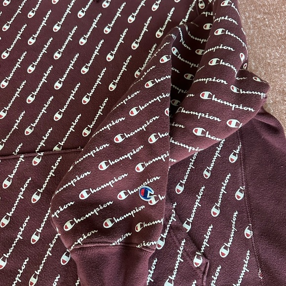 Champion Reverse Weave AOP PO Hoodie S2974 CPB SZ L Unisex, Burgundy, y2k, 90s - Picture 4 of 10